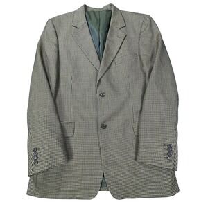 Tailors Row Blazer 44L Brown Lambs Wool Houndstooth 2 Button Notch‎ Sport Coat